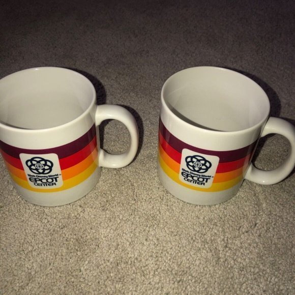 Vintage Walt Disney World Epcot Center Striped Coffee Mug Set (2) - Picture 3 of 13